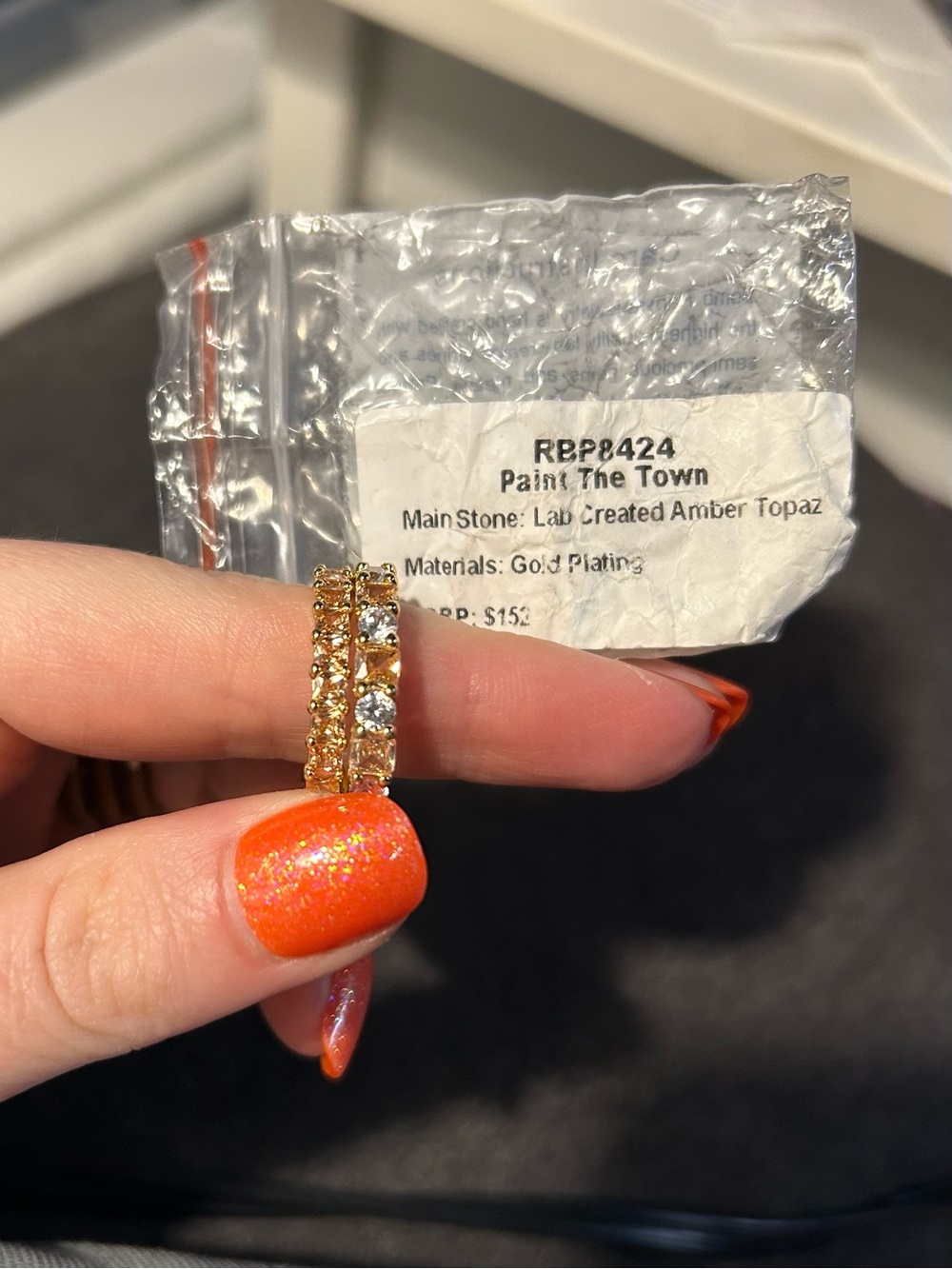 Gold Plated Amber Topaz Rings